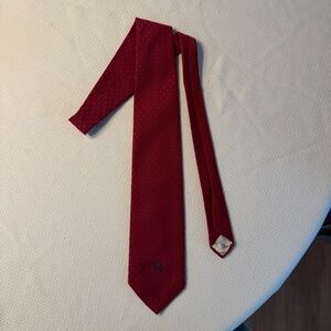 Burgundy vintage Christian Dior embroidered tie with grey dots
